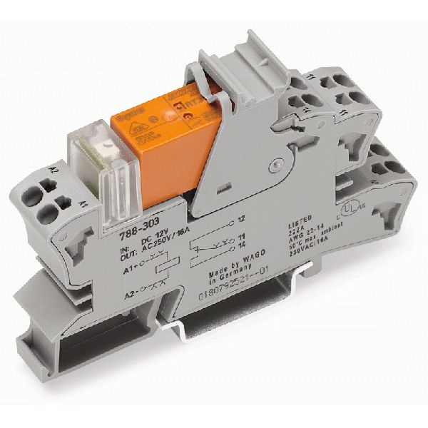 Relay module Nominal input voltage: 12 VDC 2 changeover contacts gray image 3