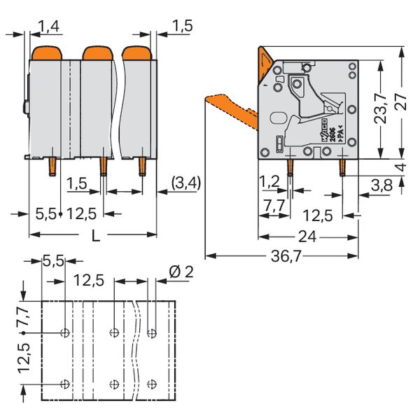 2606-3361 PCB terminal block; lever; 6 mm² image 6