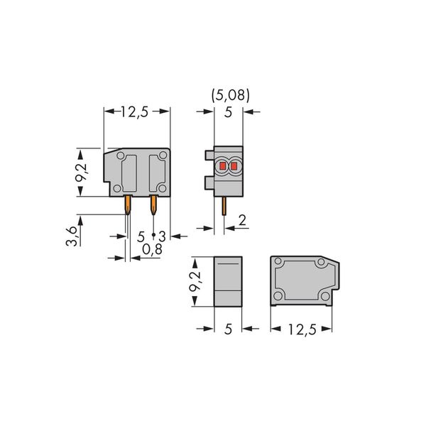 Stackable 2-conductor PCB terminal block 0.75 mm² Pin spacing 5/5.08 m image 1
