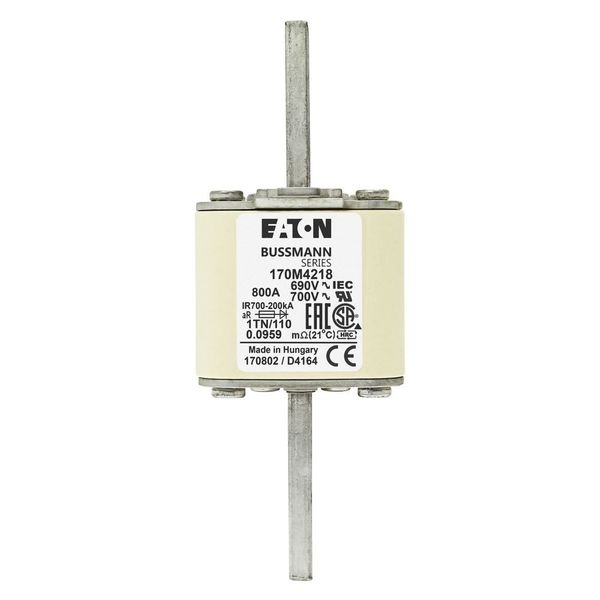 Fuse-link, high speed, 800 A, AC 690 V, DIN 1, 53 x 66 x 138 mm, aR, DIN, IEC, type T indicator image 15