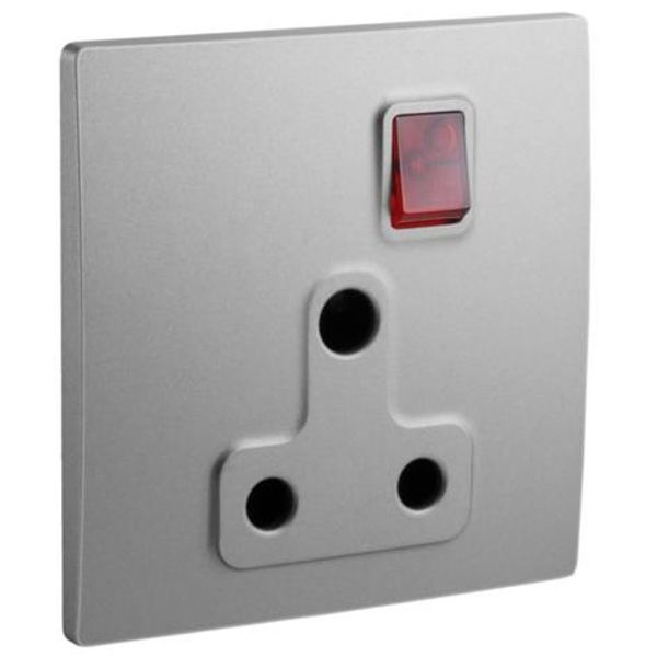 Mallia Senses - 1 gang BS switched socket outlet with indicator - 15A - Dark Silver image 1