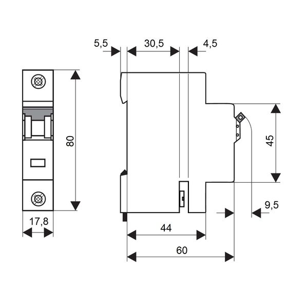 MCB, C, 40A, 1-pole, with special terminal,swiss standard image 4