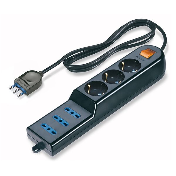 3-OUTLET SOC. DUAL USE + CABLE AND  PLUG image 1