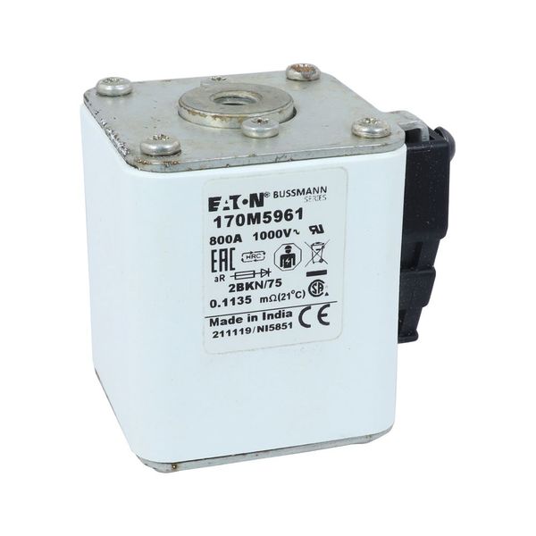 Fuse-link, high speed, 800 A, AC 1000 V, size 2, 59 x 77 x 75 mm, aR, IEC, UL, single indicator image 9