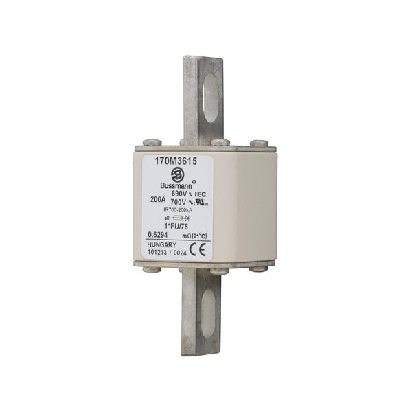 Fuse-link, high speed, 200 A, AC 690 V, compact size 1, 45 x 45 x 110 mm, aR, IEC, UL image 9