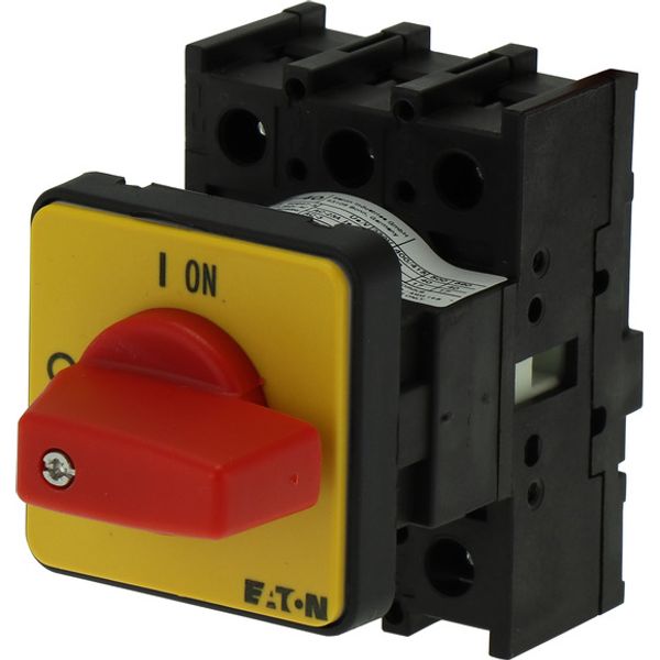 On-Off switch, P1, 40 A, flush mounting, 3 pole, Emergency switching off function, with red thumb grip and yellow front plate image 3