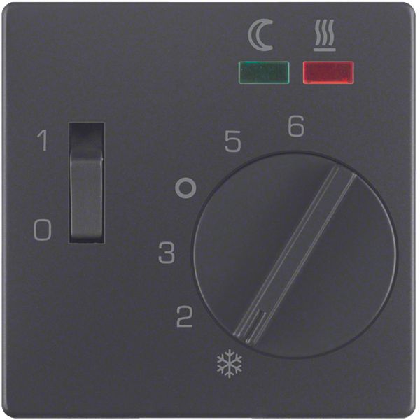 Cen. plate f.thermostat f.+rflr. heat.,pivoted,setting knob,Q.1/3,ant. image 1
