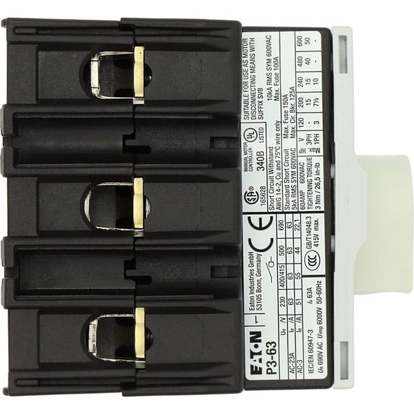 Main switch, P3, 63 A, rear mounting, 3 pole image 13