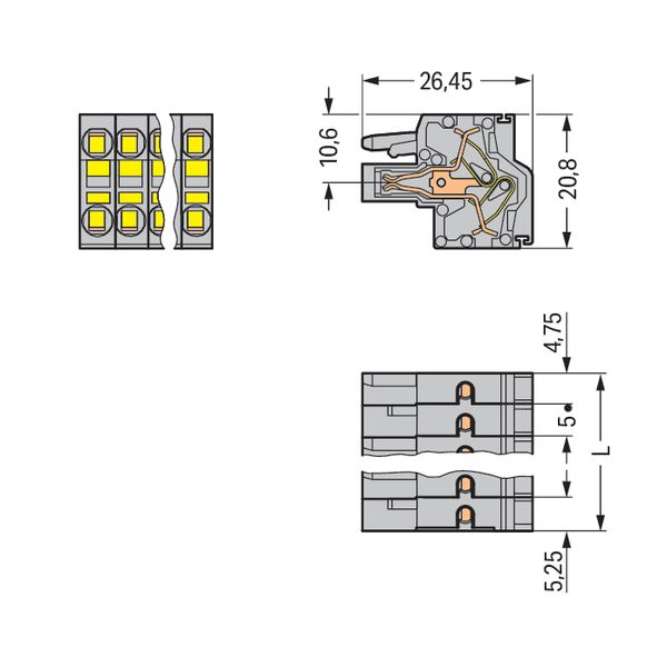 2-conductor female connector Push-in CAGE CLAMP® 2.5 mm² gray image 4