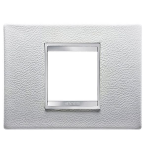 LUX PLATE 2-GANG WHITE LEATHER GW16202PB image 1