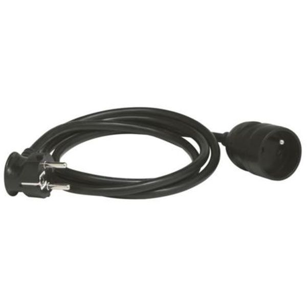 2P+E domestic extension cord with protective clips length 5m - black image 1