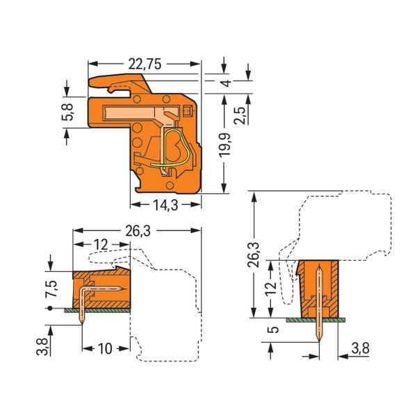 1-conductor female connector, angled CAGE CLAMP® 2.5 mm² orange image 4