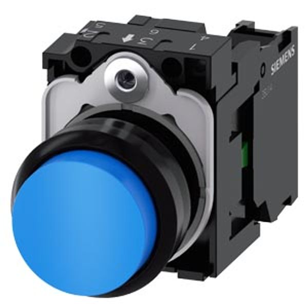 Pushbutton, 22 mm, round, plastic, blue, pushbutton, raised, momentary  3SU1100-0BB50-1BA0-Z X90 image 2