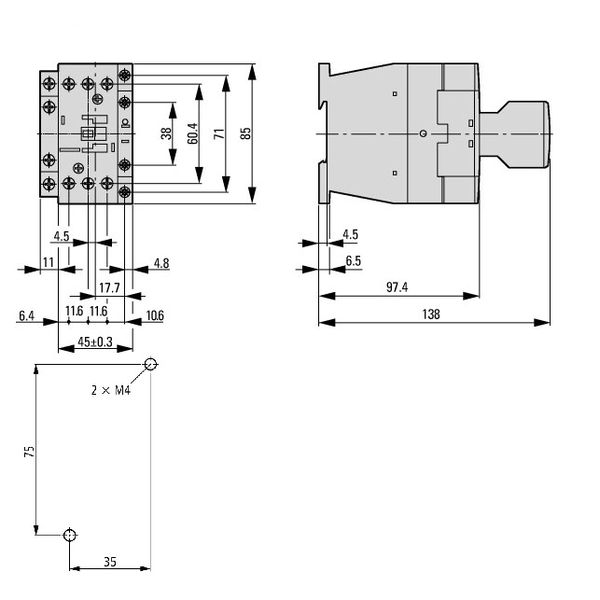 Contactor 7.5kW/400V/18A, 1 NC, coil 24VDC image 2