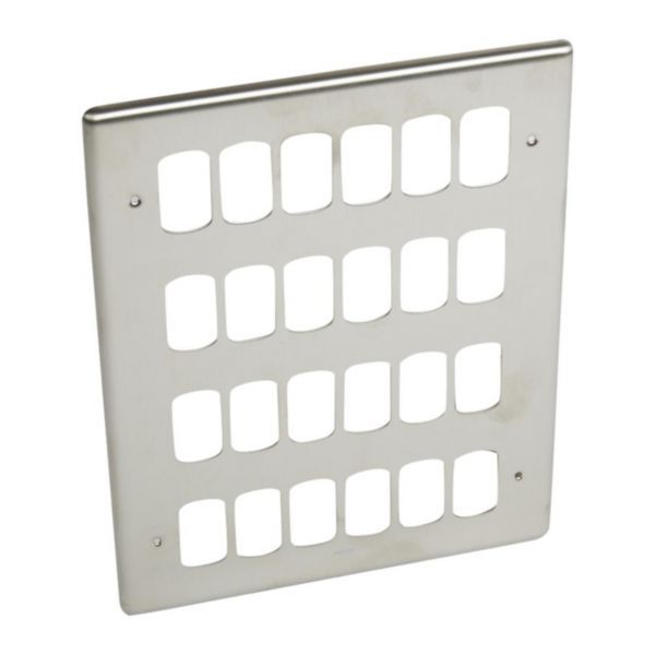 Synergy Grid Authentic 4 x 3 Gang 24 Module Front Plate Brushed Stainless Steel image 1