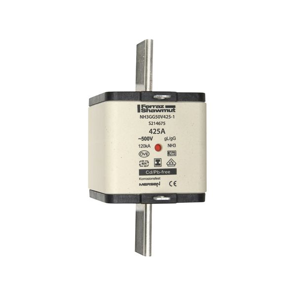 Fuse-link NH3 gG 500VAC 425A isolated tags Double indicator image 1