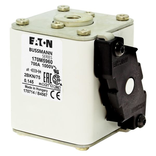 Fuse-link, high speed, 700 A, AC 1000 V, size 2, 59 x 77 x 75 mm, aR, IEC, UL, type K indicator, flush end, M10 image 9