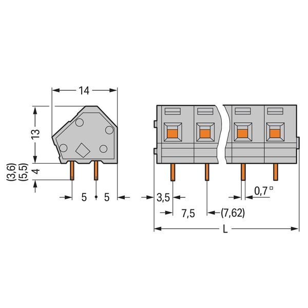 PCB terminal block 2.5 mm² Pin spacing 7.5/7.62 mm light gray image 2