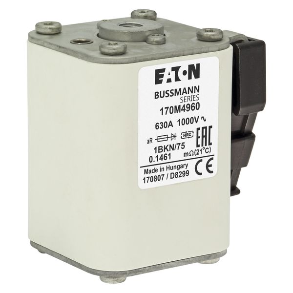 Fuse-link, high speed, 630 A, AC 1000 V, size 1, 52 x 69 x 74 mm, aR, IEC, UL, single indicator image 10