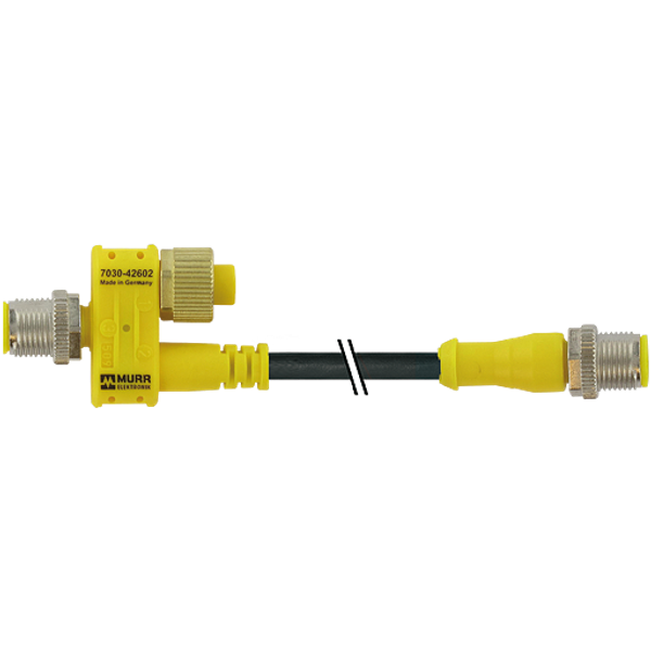 T-coupler M12 male / M12 male+cable+M12 female image 1