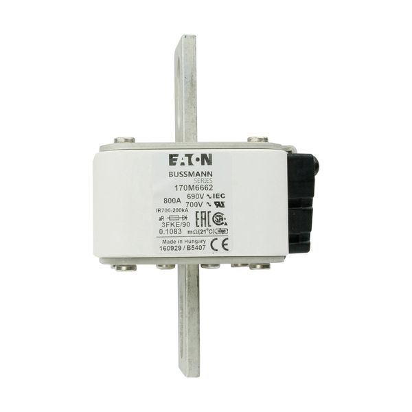 Fuse-link, high speed, 800 A, AC 690 V, size 3, 76 x 92 x 135 mm, aR, IEC, UL, single indicator image 7