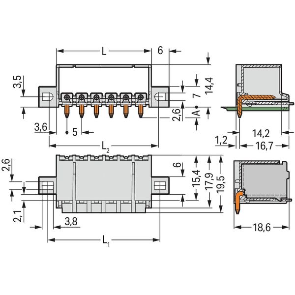 THR male header 1.4 mm Ø solder pin angled light gray image 3