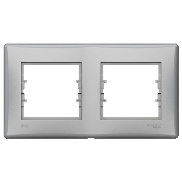 Sedna 2-gang horizontal IP44 frame aluminium image 1