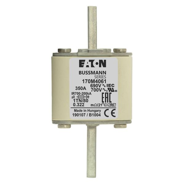 Fuse-link, high speed, 350 A, AC 690 V, DIN 1, 53 x 66 x 108 mm, aR, DIN, IEC, single indicator image 7