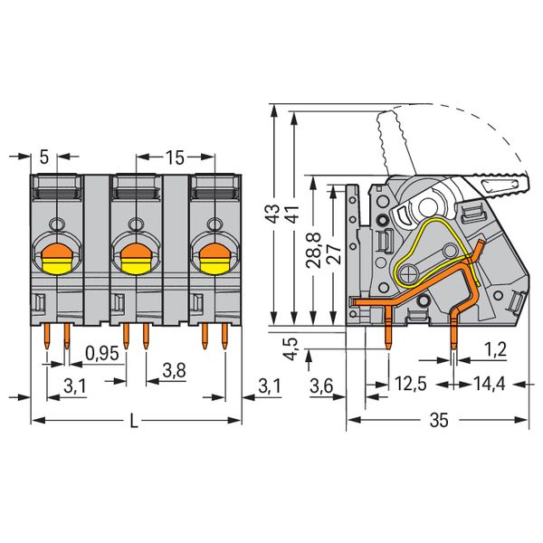 PCB terminal block lever 16 mm² gray image 4