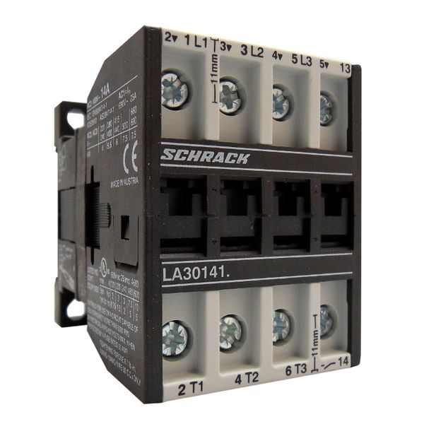 Contactor, 5.5kW, 14A AC3, 25A AC1, 3-pole, 1NO, 24VAC image 1