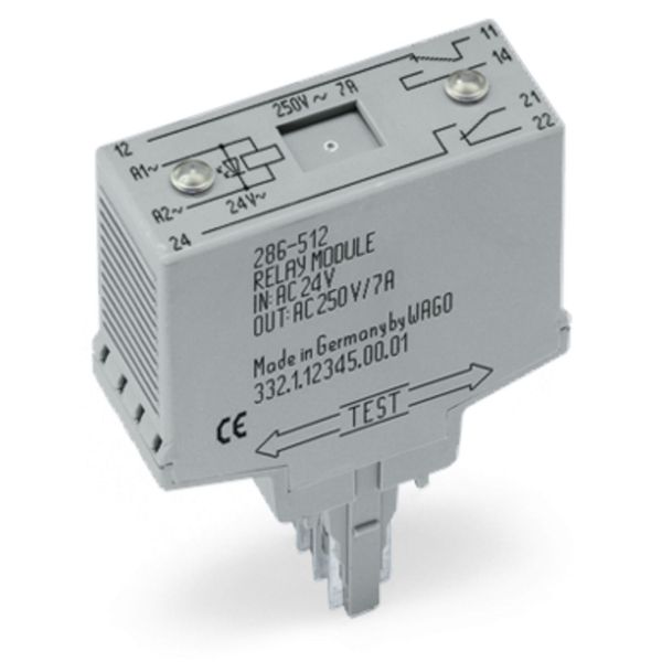 Relay module Nominal input voltage: 230 VAC 2 changeover contacts gray image 2