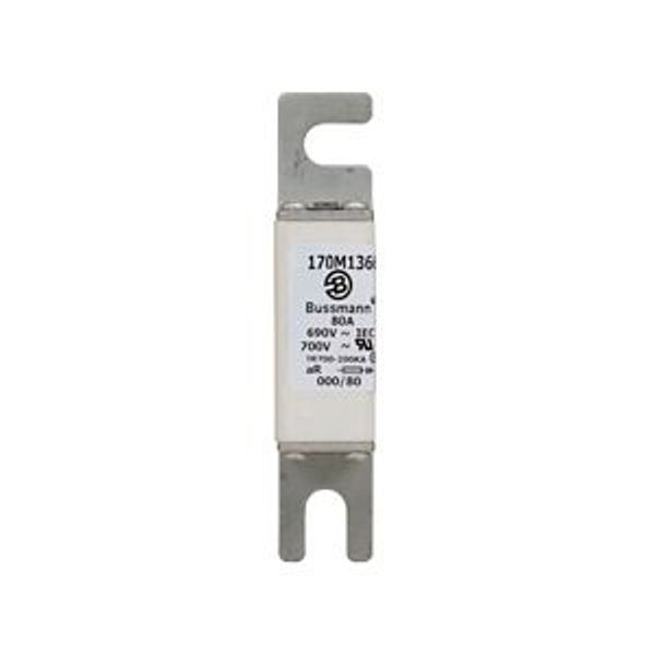 Fuse-link, high speed, 80 A, AC 690 V, DIN 000, 21 x 40 x 100 mm, aR, DIN, IEC, single indicator image 1