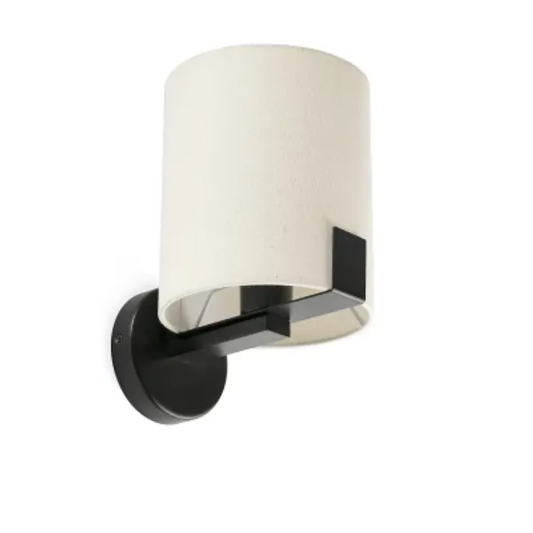 NILA BLACK WALL LAMP WHITE SHADE 1xE27 image 1