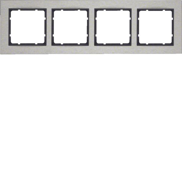 Frame 4gang hor., B.7, stainless steel/ant. matt, metal brushed image 1