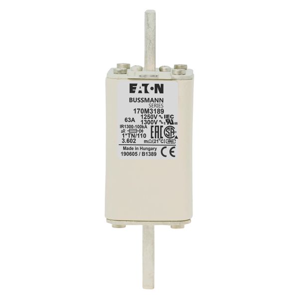 Fuse-link, high speed, 63 A, AC 1250 V, compact size 1, 45 x 58 x 138 mm, aR, DIN, IEC, type T indicator image 9