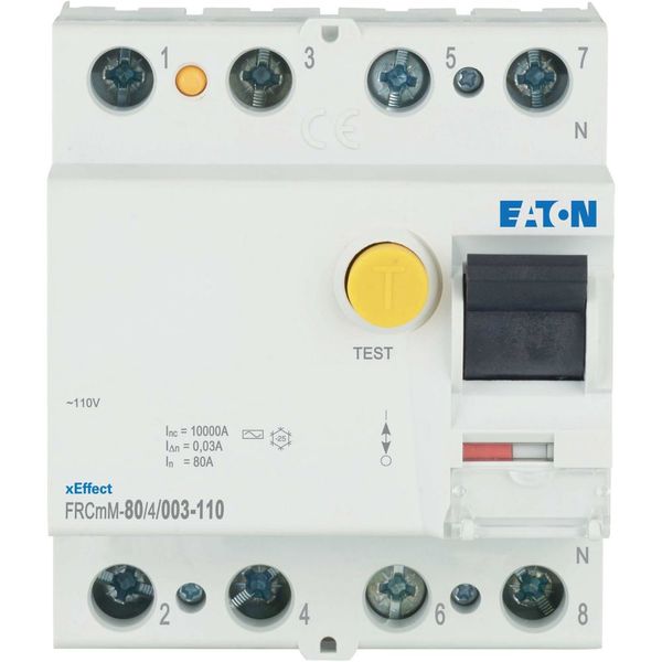 Residual current circuit breaker (RCCB), 80A, 4p, 30mA, type AC, 110V image 1