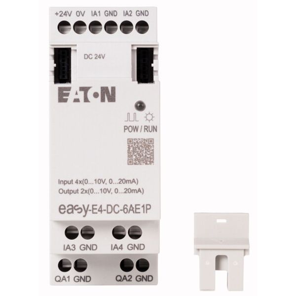 I/O expansion, For use with easyE4, 24 V DC, Inputs expansion (number) analog: 4, Outputs expansion (number) analog: 2, Push-In image 1