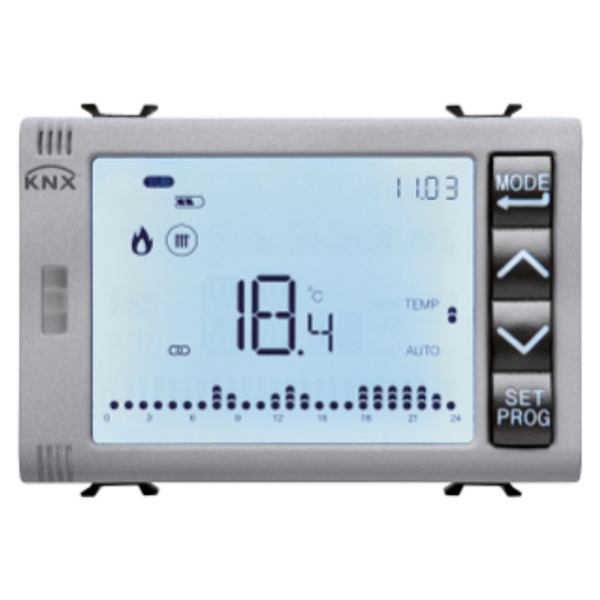 TIMED THERMOSTAT/PROGRAMMER WITH HUMIDITY MANAGEMENT - KNX - 3 MODULES - TITANIUM - CHORUS image 1