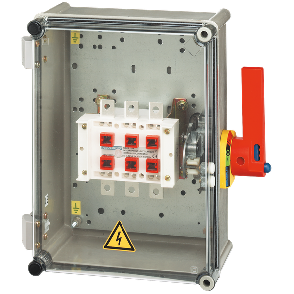 Polyester safety enclosure 6P 50A with free connection side operation image 2