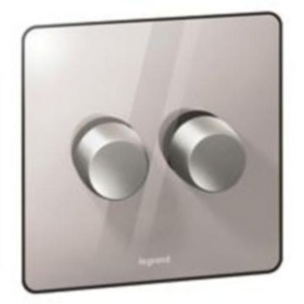 Synergy™ Sleek - Push on/off 2 gang 2-way rotary dimmer - 400W - Polished Stainless steel image 1