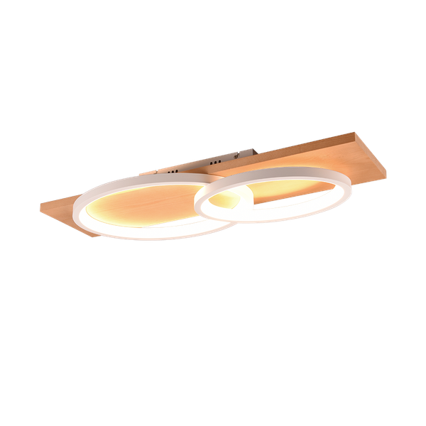 Barca LED ceiling lamp 2-pc matt white/wood image 1
