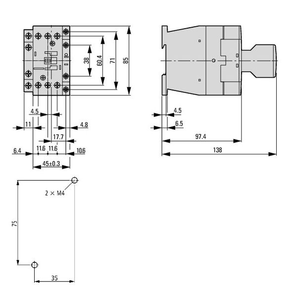 Contactor 18.5kW/400V/38A, 1 NC, coil 24VDC image 3