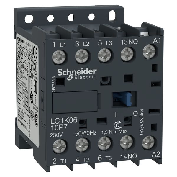 TeSys K contactor, 3P, AC-3 440V 6 A, 1NO aux., 24V AC coil,screw clamp terminals image 2