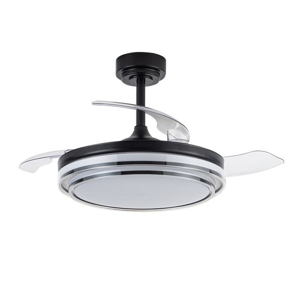 Lander Black LED Ceiling Fan 72W 7920Lm CCT Folding Blades image 1