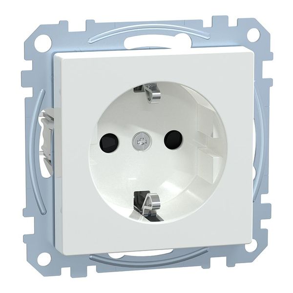 SCHUKO socket outlet, increased contact protection, screw lift terminals, active white glossy, System M image 1