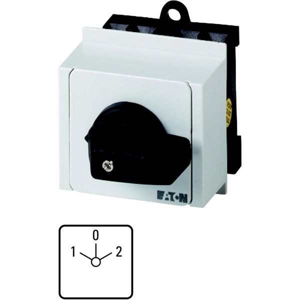Reversing switches, T0, 20 A, service distribution board mounting, 2 contact unit(s), Contacts: 4, 45 °, maintained, With 0 (Off) position, 1-0-2, Des image 5