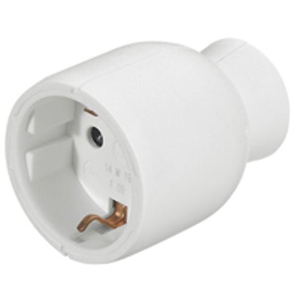 2P+E extension - 16 A - German std - plastic straight outlet - white - gencod image 1