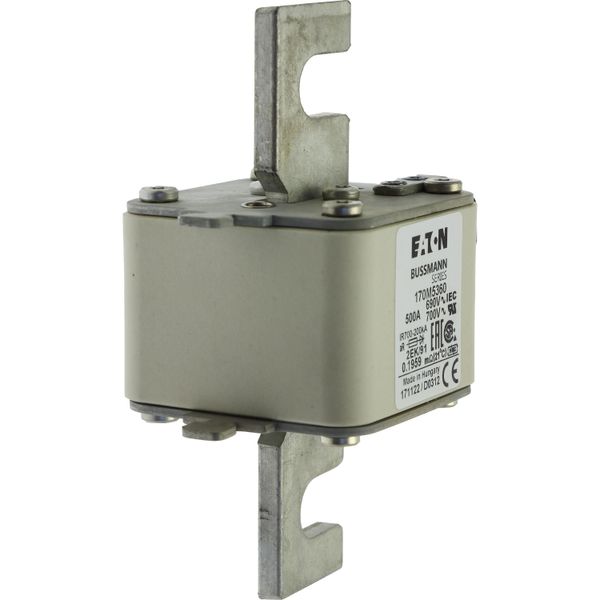 Fuse-link, high speed, 500 A, AC 690 V, size 2, 61 x 77 x 126 mm, aR, IEC, UL, single indicator image 18