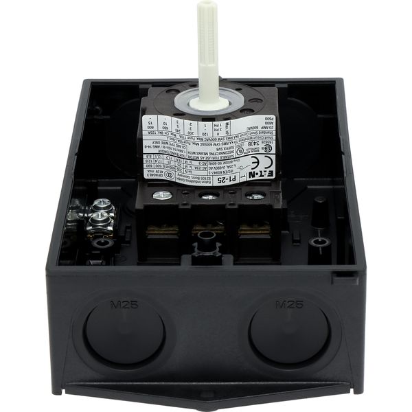 Main switch, P1, 25 A, surface mounting, 3 pole, STOP function, With black rotary handle and locking ring, Lockable in the 0 (Off) position image 44