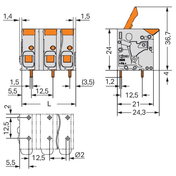 2606-1353 PCB terminal block; lever; 6 mm² image 7